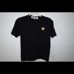 Comme des Garçons PLAY Black T-Shirt with Gold Heart Patch